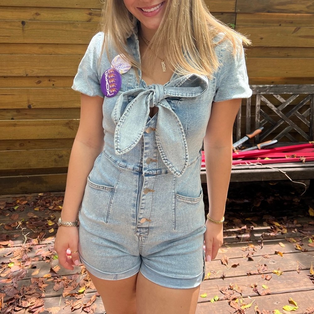 Zara Light Blue Denim Romper
